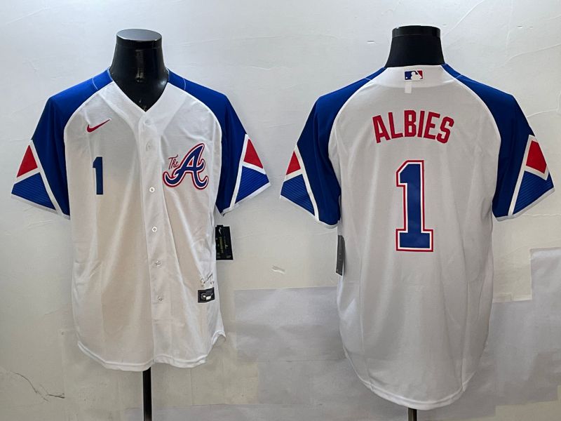 Men Atlanta Braves #1 Albies White City Edition 2025 Nike MLB Jersey style 6->atlanta braves->MLB Jersey